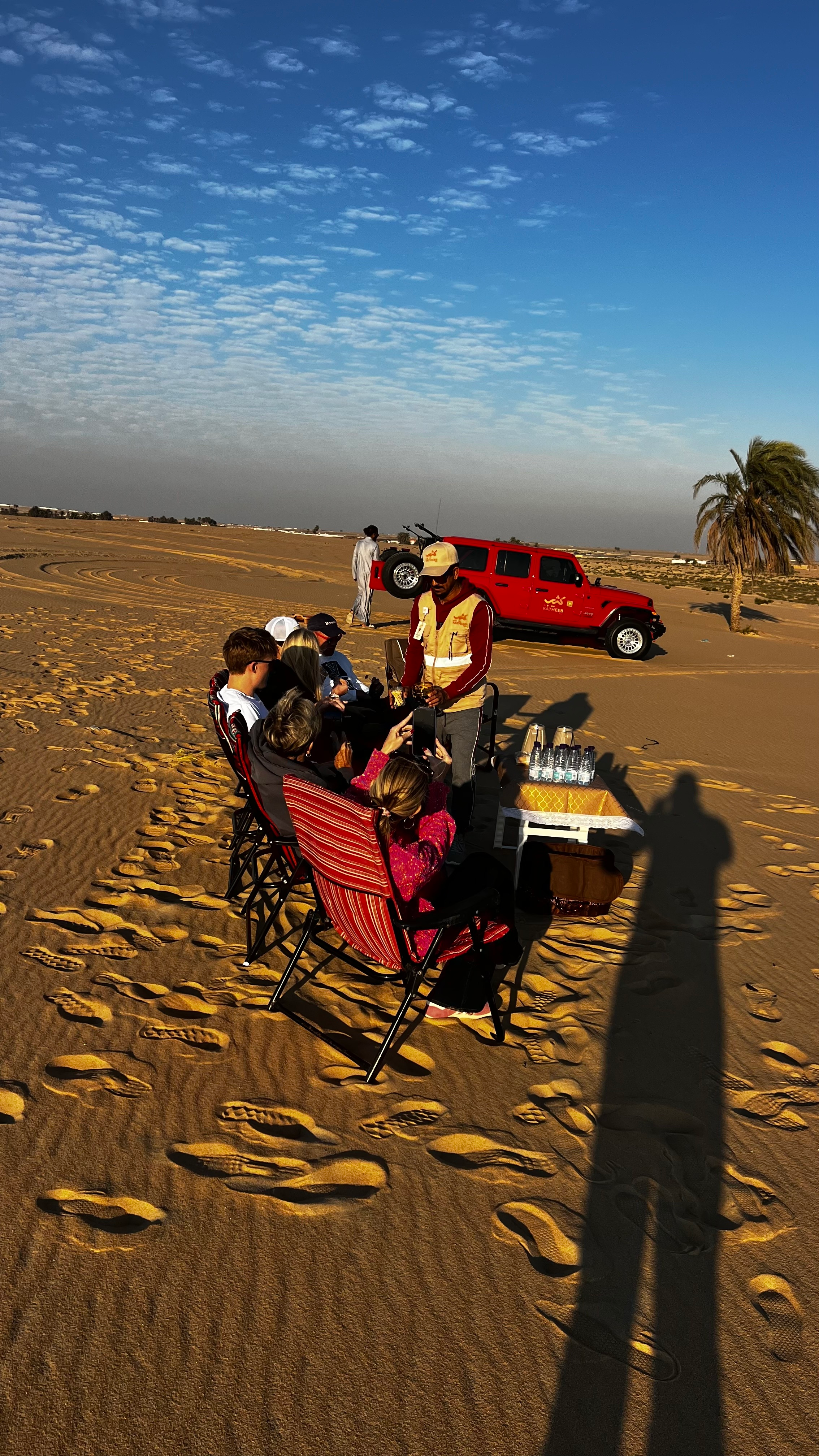 Sandboarding during a desert safari in Dammam